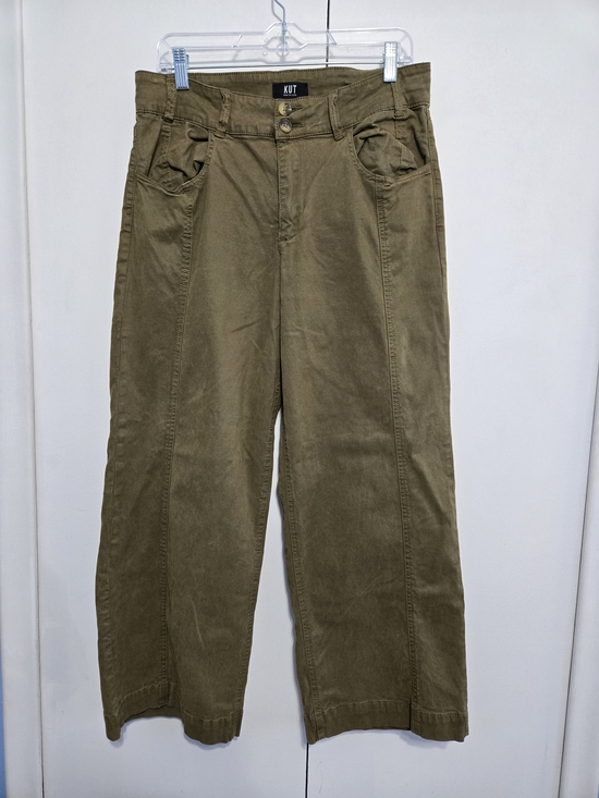 Kut from the Kloth Pants - KUT from the Kloth Charlotte High‎ Rise Wide Leg Pants Olive Green Size 12